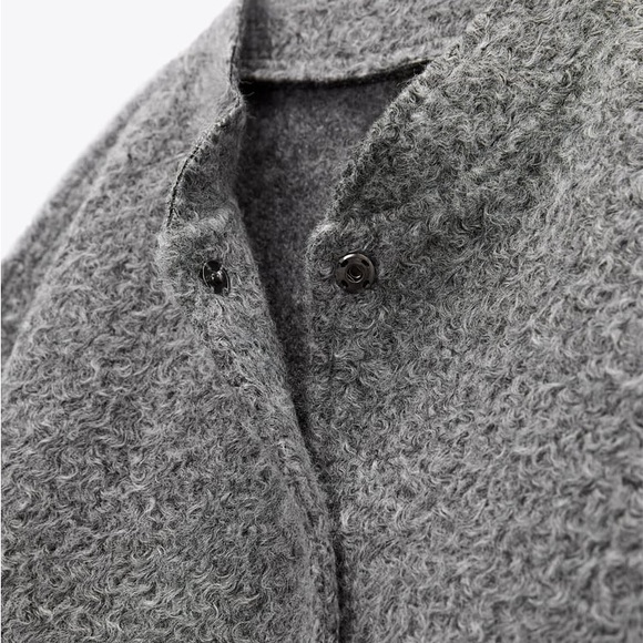 NWT ZARA TEXTURED OVERSIZED BOMBER JACKET S-M - Picture 3 of 8